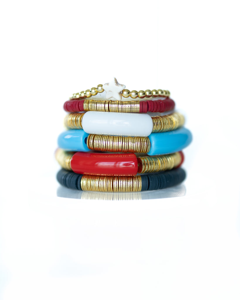 The Courtesy Of The Red, White, and Blue Stack - Coco's Beads and Co